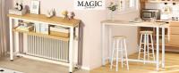 MAGIC SELECT Mesa de Sofá Estrecha. Mesa de Consola Compacta, Recibidor Rectangular de Melamina de Madera y Acero para Salón y Espacios Reducidos. Mesa Auxiliar para Entrada, Pasillo, Sala de Estar, Dormitorio. - details 0