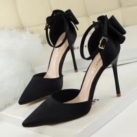 Sandalias Elegantes De Satén Para Mujer Verano Con Nudo De Mariposa Bajo Tacón 8cm 10cm Bota Larga De Boda Rojo Tinto Zapatos Bigtree - details 45