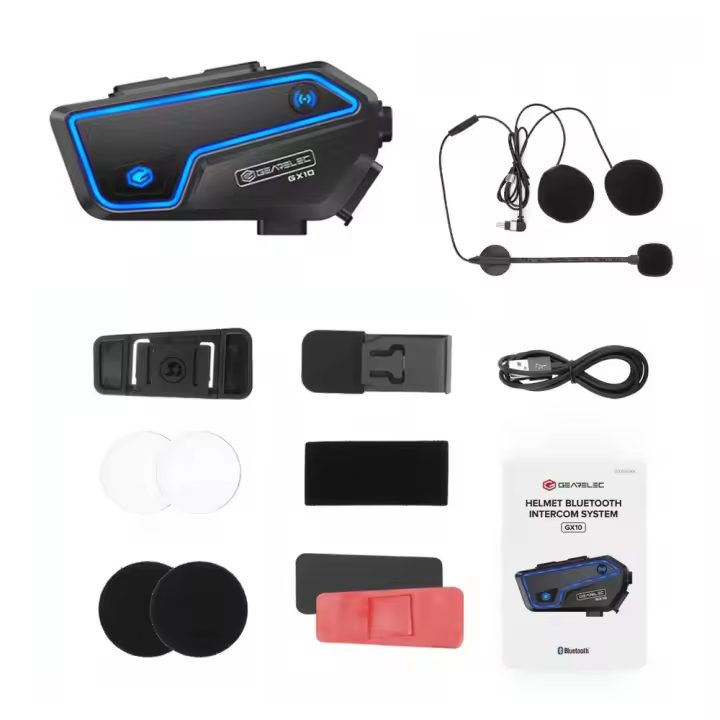GEARELEC GX10 Intercomunicador Bluetooth Para Motocicleta Casco Headset 10 Conductores Sin Cable BT Interfono De Motocicleta Compartir Música - 1