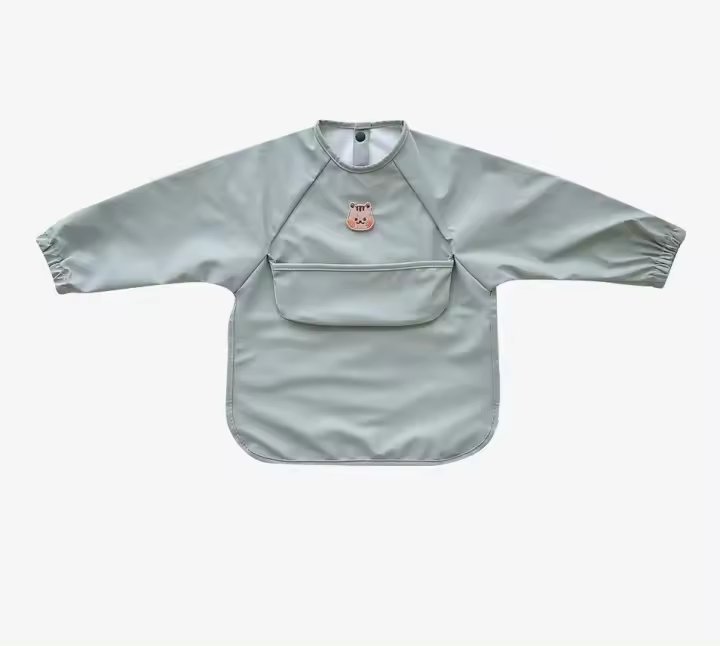Nueva Apron De Alimentación Para Niños Con Bolsillo Y Bata Completa Impermeable De Manga Larga Con Bolsa Smock Activo Para Bebés Y Niños - 1