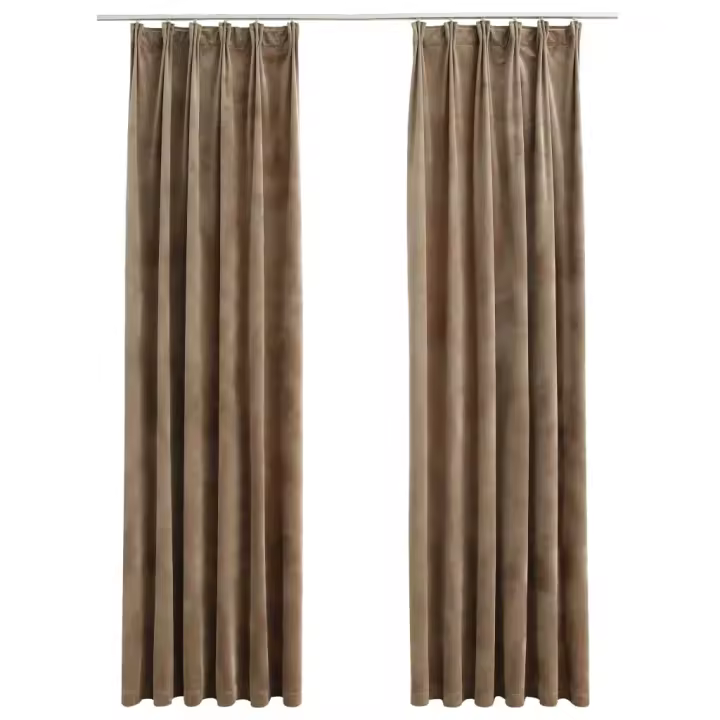 vidaXL Cortinas Opacas con Ganchos 2 Piezas 140x225 cm Terciopelo Casa Color Beige,  Crema,  Negro y mas - 1