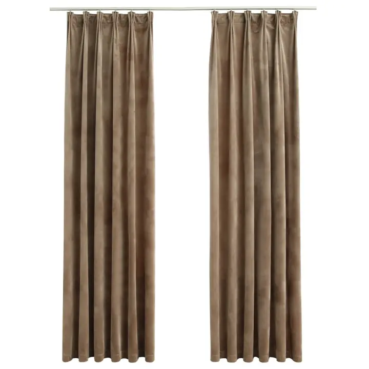 vidaXL Cortinas Opacas con Ganchos 2 Piezas 140x225 cm Terciopelo Casa Color Beige,  Crema,  Negro y mas - 1