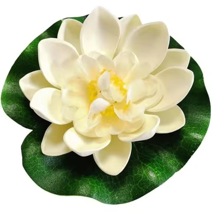 2 Flores De Lotto Artificiales flotantes de espuma, estanques y realistas para Piscinas Adornos, decoración para el hogar, Jardín, Estanque y Acuario (Blanco) - 1