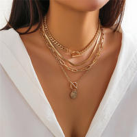 Collar Gargantilla Vintage Multicapa Moneda OT Hebilla Pendiente Para Mujer Moda Collar Punk Plata Esterlina Cadena Serpiente Aesthetic Joyería Regalo - details 11