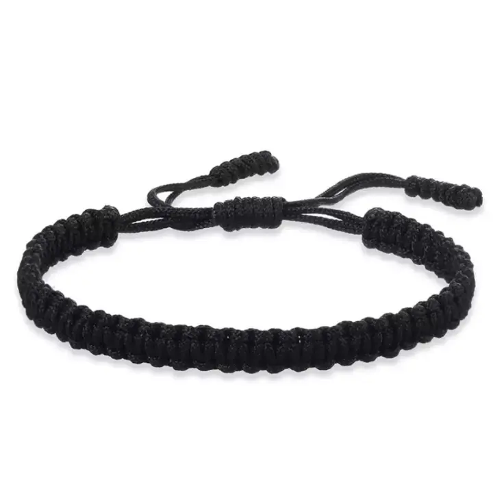 Pulsera De Hilo Tejido a Mano En Rojo Y Negro Amuleto Budista Para Mujeres Y Niñas Joyería De La Suerte Pulsera De Cordón Tíbetana Clásica - 1