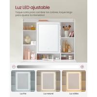 Tocador de maquillaje de estilo moderno con luces led ajustables y amplio espacio de almacenamiento, cajón amplio, color blanco - details 4