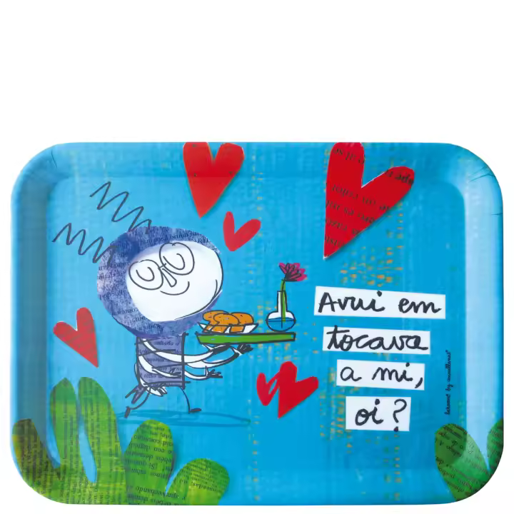Bandeja de mesa "avuí em tocava a mi, oi?" - Ligera y cómoda de llevar - Superficie mate antideslizante que reduce el movimiento de platos y vasos - Apto para lavavajillas - Medidas: 43,5x32,5x1,5cm - 1