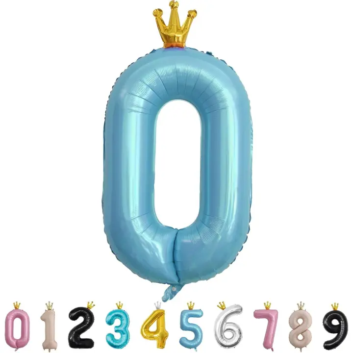 Ballon 10 Ans Anniversaire,Foil Ballons Chiffre 0 Bleu, Numéro 0/1/2/3/4/5/6/7/8/9 Ballon Geant pour Decoration Anniversaires Fête,Ballon Réutilisable de Qualité Supérieure - 1