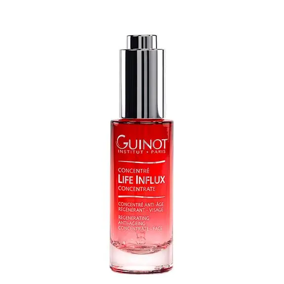 Guinot Life Influx Concentrado de flujo de vida Antienvejecimiento Regenerante 30 ml edición limitata con masajeador de regalo y minitalla diferente - 1