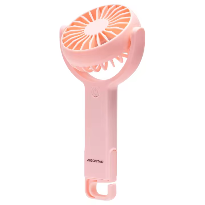 Ventilador de Mano Portátil USB, 3 Pulgadas, 7 Aspas, 5 Velocidades, 1200mAh, Rosa - 1