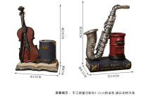 Portaestilográficos De Resina Retro Con Diseño De Saxofón Y Violín Decoración Para Escritorio De Estudio Y Sala De Estar - details 7