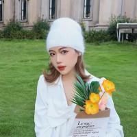 Gorro De Piel De Conejo De Nueva Moda 2024 Para Mujer Con Cabello Largo Caliente Y Suave Gorro De Invierno De Color Sólido Simplicidad Y Calidez Para Exterior - details 7