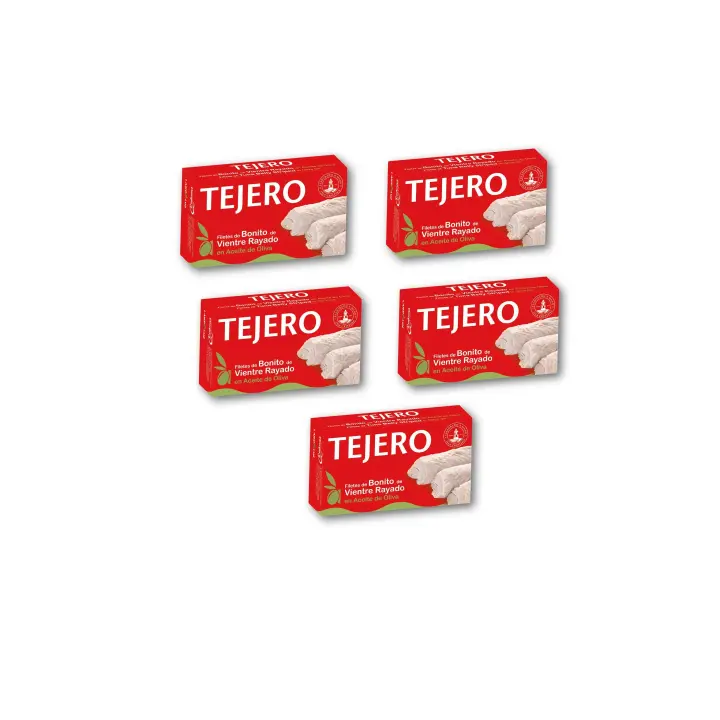 5 unidades - Filetes de Bonito de Vientre Rayado en aceite de oliva TEJERO 125gr. - 1