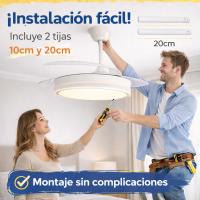 AkunaDecor- Ventilador de Techo Arpon Blanco con Aspas Retráctiles, Motor DC Ultra Silencioso, LED Regulable CCT 3 Tonos de Luz, 6 Velocidades, Función Verano Invierno, Temporizador, Mando y Smart App según modelo, 91cm 107cm 122cm y music. muy silencioso - details 3