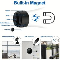 Cámara de Seguridad WiFi Compacta with Part Trasera Magnética, Recargable por USB, Controlada por App para Vigilancia en Hogar y Oficina - Blanco y Negro, Grabación en Bucle 24/7, soporte Multi-Usual - details 5