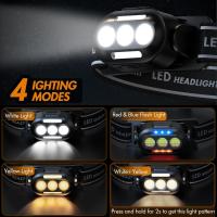 Linterna Frontal LED Recargable Por USB Ultra Brillante Con Luces Blancas Rojas Y Azules Lámpara De Cabeza IPX4 Impermeable Para Camping Running Pesca - details 1