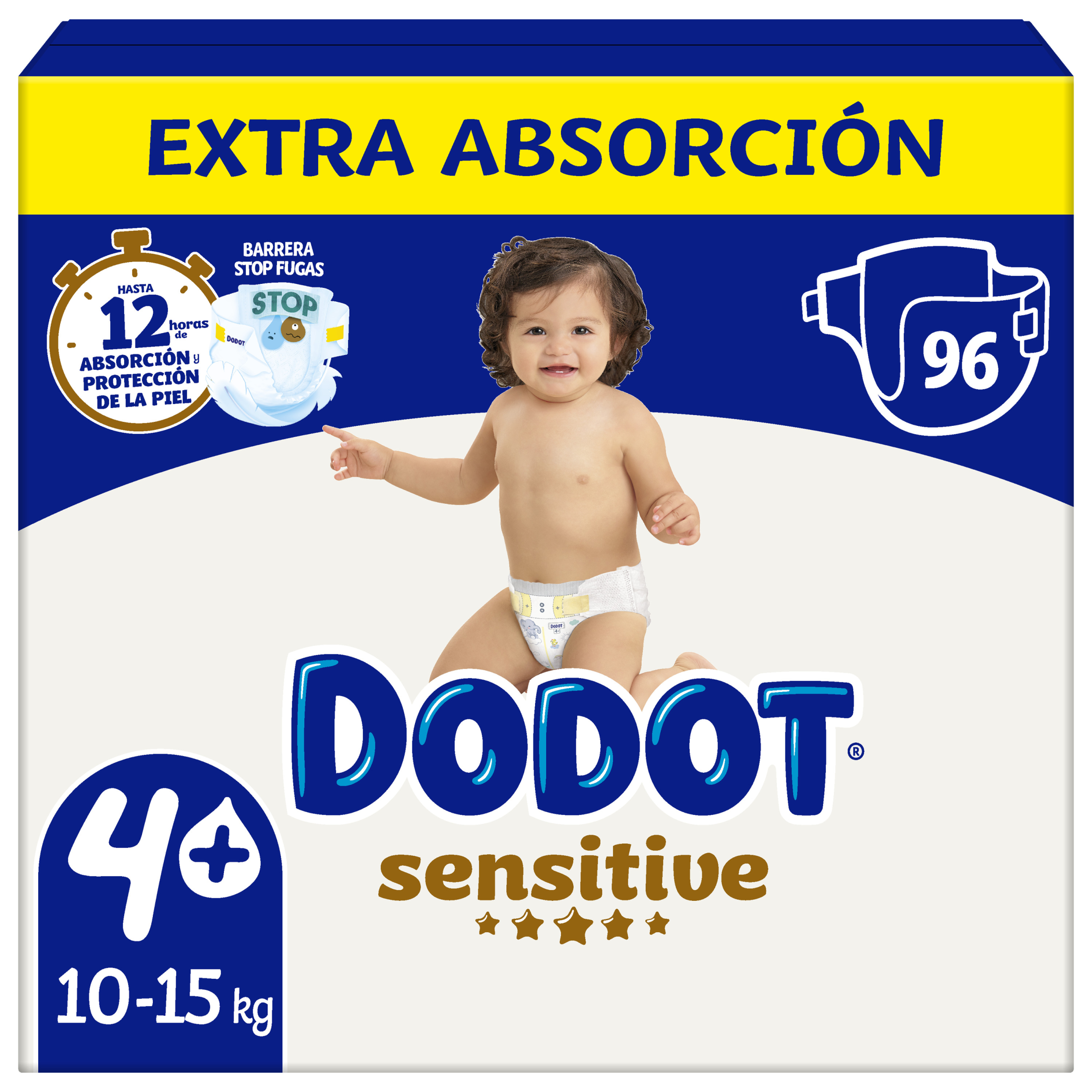 Dodot Sensitive Extra Pañal Bebé, Tallas 3+,4+,5+,6+  Pack mensual