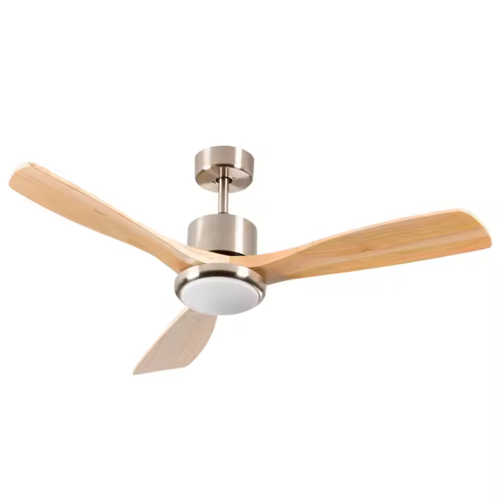 THINIA HOME - Ventilador de Techo con Luz LED Alaska, 6 Velocidades, 56W, Ø122 cm, 3 Aspas Madera, Mando a Distancia y Temporizador, Función Verano/Invierno, Silencioso, Consumo Eficiente, Natural - 1