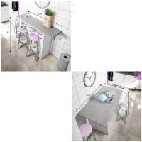 Meimon Mesa Tavolo Desplegable,Dimensiones: Cerrada, 77 cm de alto x 120 cm de ancho x 35 cm de profundidad. Abierta, 75 cm de alto x 120 cm de ancho x 70 cm de profundidad, Estilo Moderno: Acabado en Blanco Artik-Cemento, tacos anti ruidos - details 3