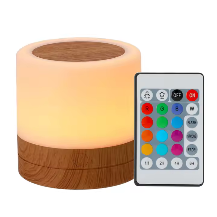 Lámpara Nocturna Recargable a Distancia Con 13 Colores Luz De Mesa Portátil Para Cama Y Niños Control Táctil Y Dimmer USB - 1