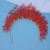Diadema De Boda Con Perlas Y Cristales Para Mujer Joyería De Cabello Tiara Dorada Accesorios De Cabello Flor Headdress Ornamento - details 4