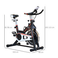 HOMCOM Bicicleta Estática Resistencia Ajustable Bicicleta Fitness con Volante Inercia 8 kg Pantalla LCD Sillín y Manillar Ajustables Soporte para Tableta 103x48x115 cm - details 2