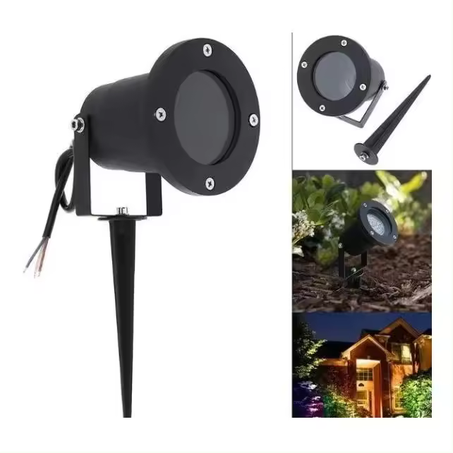 PINCHO DE JARDIN IP65 PARA BOMBILLA GU10 GIRATORIO DE ALUMINIO Y CRISTAL - 1