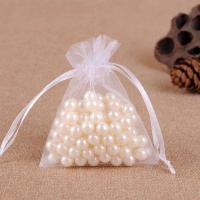 100pcs Organza Bags, 9 x 7cm - Hand-sewn White - details 0