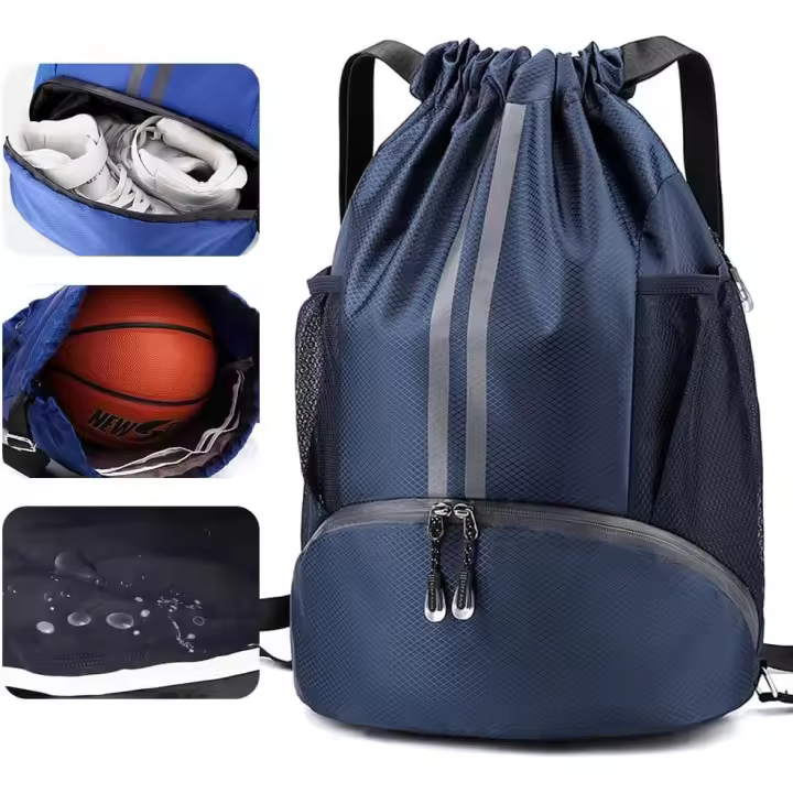 Mochila de Cuerdas,Grande Bolsa Deporte para Mujer Hombre,Fútbol Mochila con Compartimento Zapatos,Bolsa Gimnasio Ajustable para Viajes Yoga Playa - 1