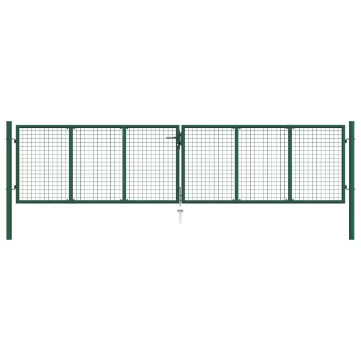 vidaXL Puerta de malla de jardín acero verde 390x75 cm - 1