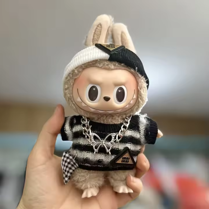 Muñeco De Peluche Mini Labubu De 17cm Con Sudadera Y Overoles Para Fans De Kpop Exo Accesorios De Ropa Para Muñecas Unisex - 1