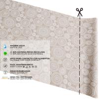 Mantel de tela Antimanchas beige,  Para mesa rectangular, Fácil de limpiar, Lavable, Impermeable, Se puede usar en la cocina y comedor, Mandalas blancas, 210830-2 ABARAN BEGIE. - details 2