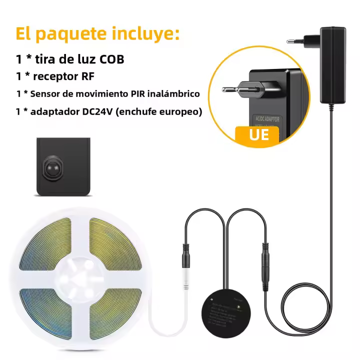 Tira De Luz LED COB Con Sensor De Movimiento PIR RF Portátil Para Iluminación Nocturna En Dormitorio Armario Pasillo Bajo La Cama - 1