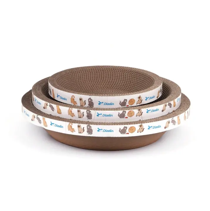 COTTECOTA-Cama y rascador de cartón para gatos con hierba gatera, 3 tamaños. 30x 8cm, 40x9cm, 45x9cm Su diseño circular permite que tu gato rasque, juegue y descanse cómodamente. Hecho con material resistente y ecológico - 1