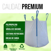 Big Bag 90x90x120 cm con Boca de Vaciado Inferior – Saco a Granel de 1.000 kg | FIBC, Polipropileno Reforzado, Reutilizable – Para Obra, Agrícola, Residuos, Arena, Escombros - details 0