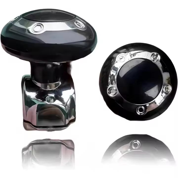 Perilla giratoria para volante, grande, con mango de potencia, para autos, carritos de golf y barcos, color negro - 1
