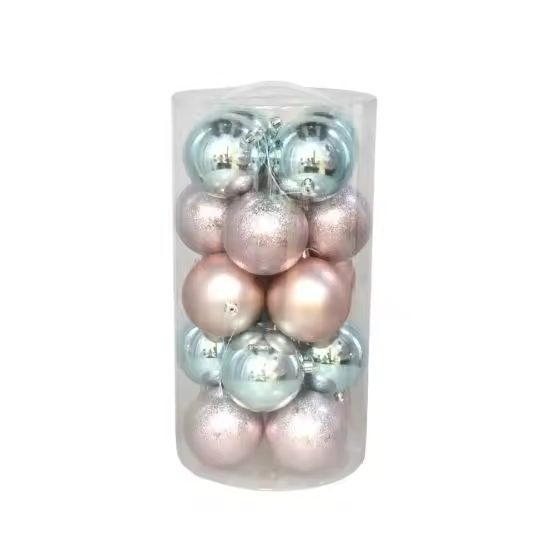 Gerimport Pack 20 Bolas de Navidad Sky Azul-Rosa 8 cm - 1