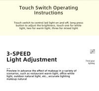 Espejo De Maquillaje Con Pantalla Táctil LED Plegable Y 3 Modos De Luz Recargable Por USB Color ABS Herramientas De Cosméticos - details 4
