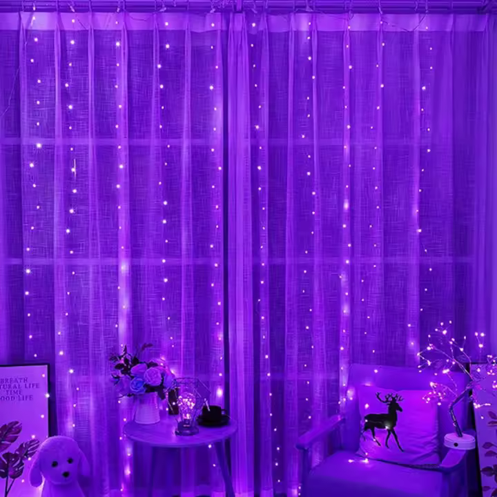 1 Pack De Luces De Cobre LED 2x2M Para Ventanas Con 20 Clips Y Luz De Batería Para Decoración De Fiesta Navidad Y Bodas - 1