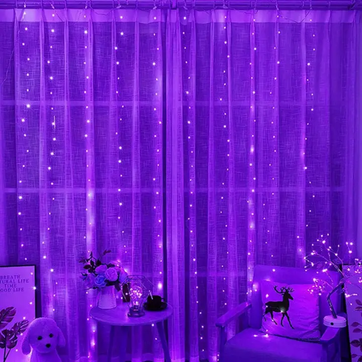 1 Pack De Luces De Cobre LED 2x2M Para Ventanas Con 20 Clips Y Luz De Batería Para Decoración De Fiesta Navidad Y Bodas - 1