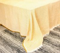 Colcha multiuso 85% algodón reciclado 15% poliéster diseño cuadritos amarillo. - details 1