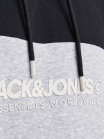 Jack & Jones Hombre Sudadera con Capucha Ajustable Mod JJELEGACY BLOCKING, Color Black y gris melange, Logo Estampado Moda Casual Informal OTOÑO INVIERNO Ref 256590 - details 3