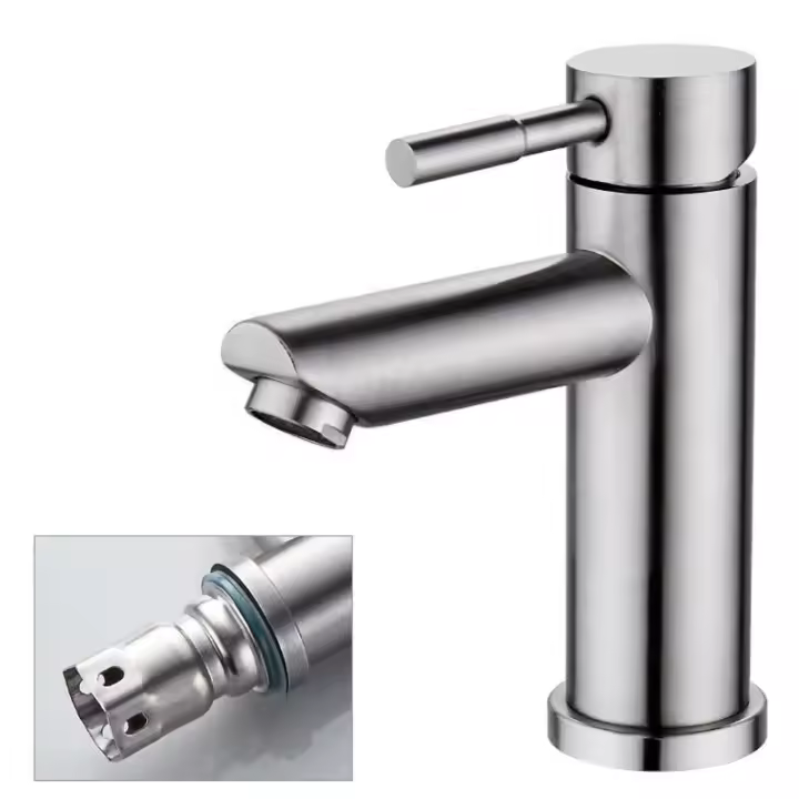 Grifo de baño con fregadero frío y Caliente de Arco Bajo de Maple inoxidable - 1