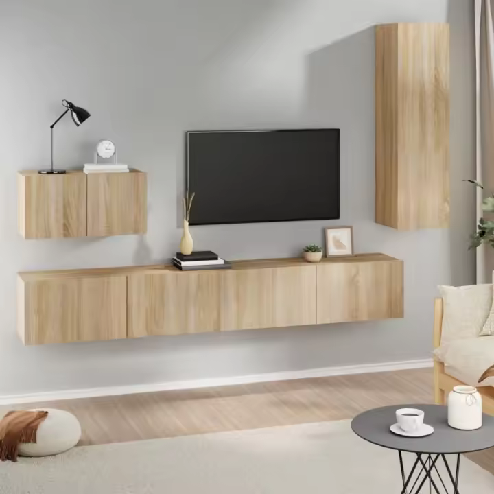 vidaXL Set de muebles para TV 4 pzas madera contrachapada roble Sonoma - 1