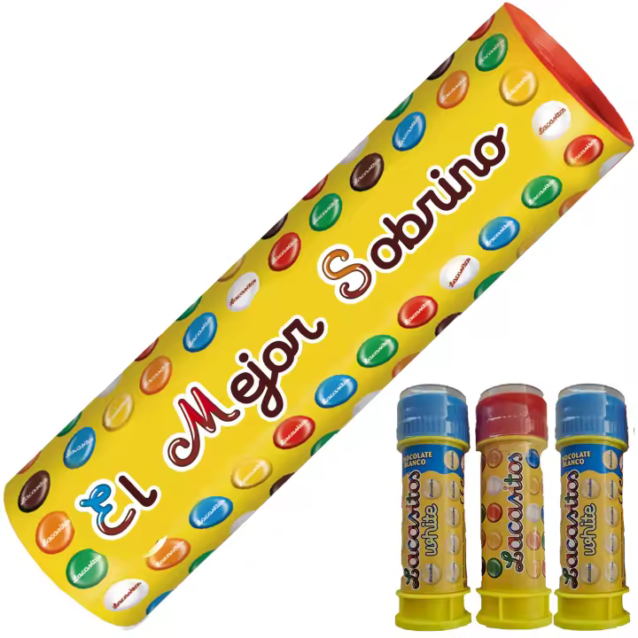 Lacasitos Megatubo 1,5 KG-El mejor sobrino + 3 POMPEROS LACASITOS - 1