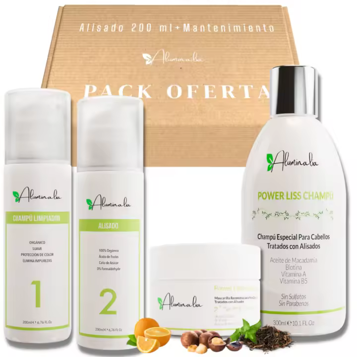 Pack Alisado Orgánico [200 ml] + Mantenimiento con Champú y Mascarilla Power Liss Especial Post Alisados Aluminalia - 1