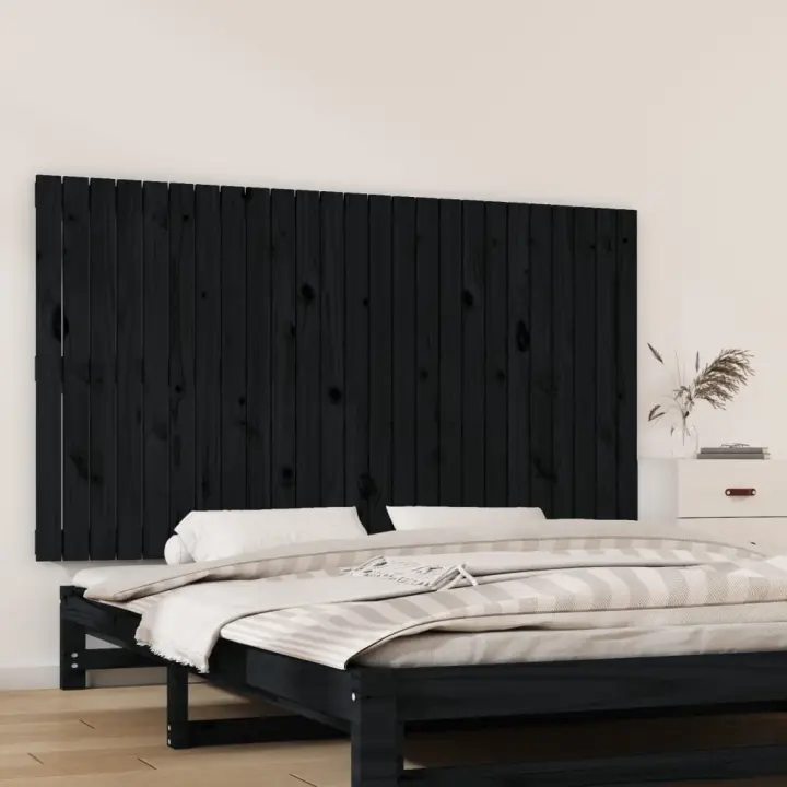vidaXL Cabecero de cama de pared madera maciza pino negro 159,5x3x90cm - 1