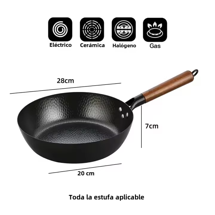 Sartén De 28cm Antiadherente Frying Pan De Hierro Para Cocinar Steaks Y Panqueques Sin Funda Apto Para Fogón Y Inducción - 1