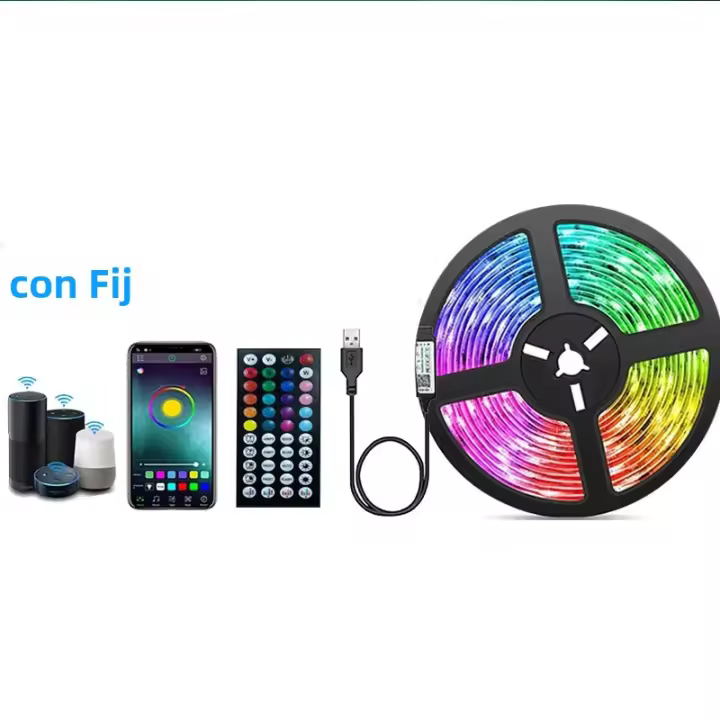 Tira De Luces LED RGB 5050 Bluetooth WIFI USB 1m-10m Sincronización De Música 5V Fácilmente Doblable Alexas Luces Inteligentes Para Decoración De Habitaciones Y Fiestas - 1