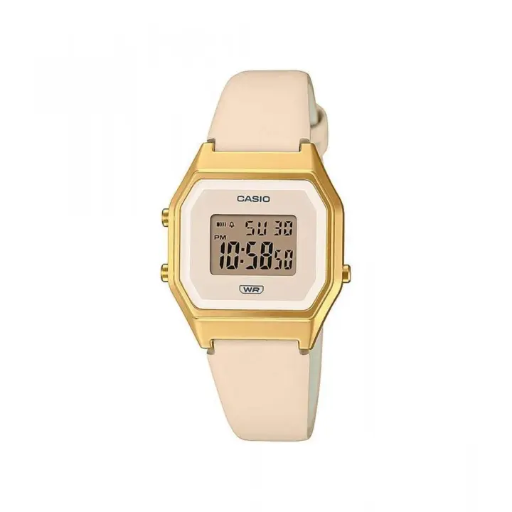 reloj mujer vintage clásico digital Casio LA680WEGL-4 alarma luz led correa de cuero - 1